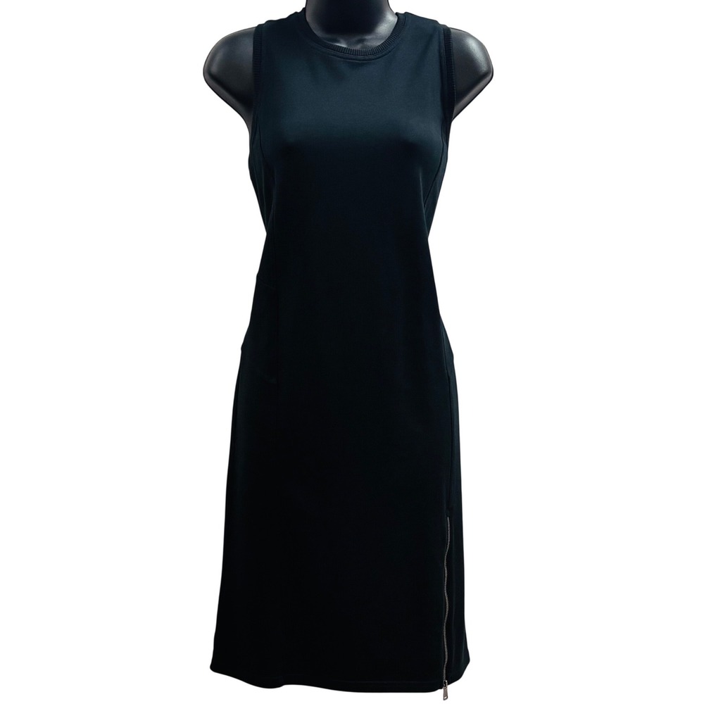 Lauren Ralph Lauren Black French Terry Sleeveless Dress Side Zip Pockets Small